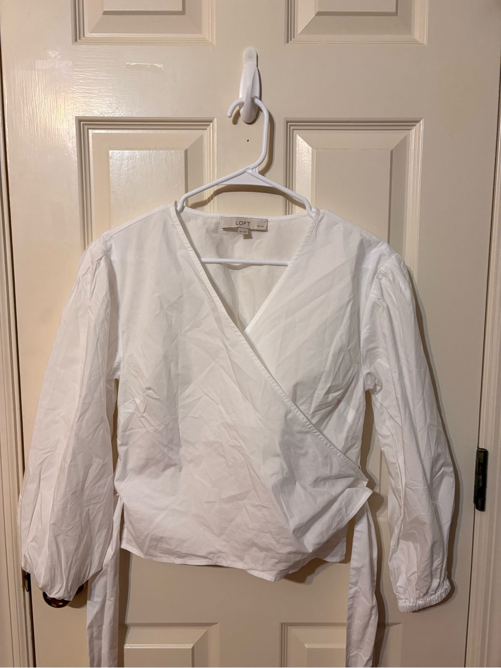 LOFT White Wrap Blouse with Tie Waist